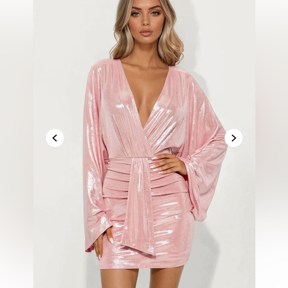 Metallic Pink Mini Dress - Picture 2 of 6